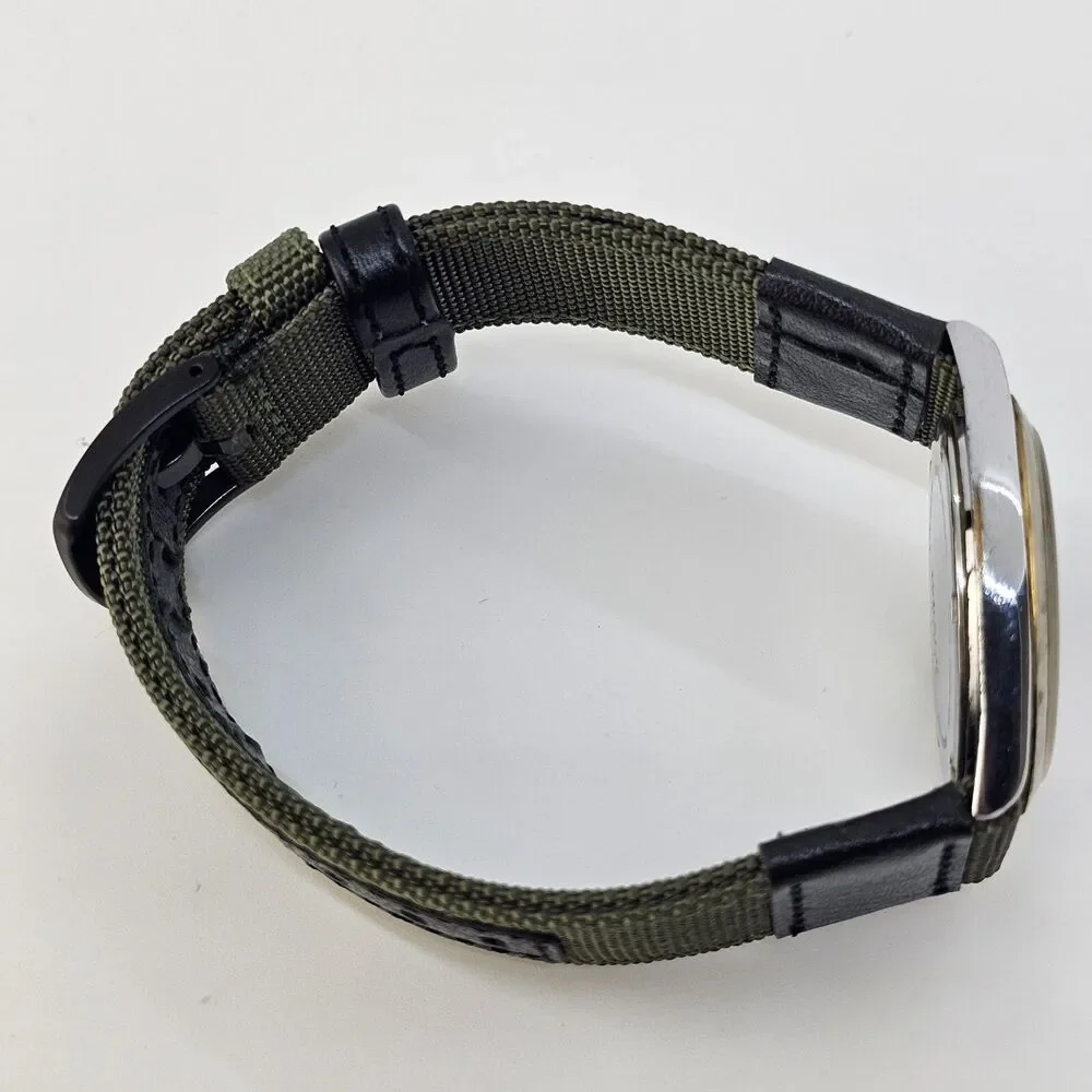 VTG Pulsar Men's Watch 35MM Gray Dial Day Date New Canvas‎ Bands New Battery